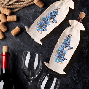 Butterfly/Flower-Burlap Wine Bottle Bags Covers