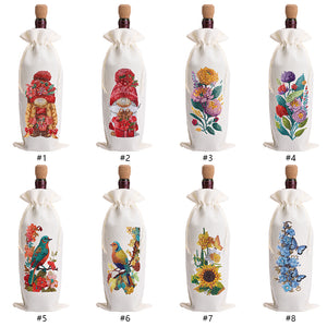 Butterfly/Flower-Burlap Wine Bottle Bags Covers