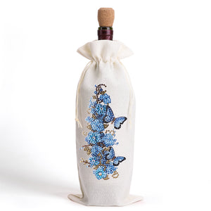 Butterfly/Flower-Burlap Wine Bottle Bags Covers