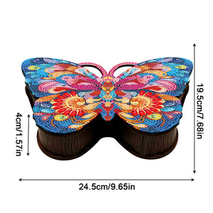 Wood Butterfly Tulip Crystal Rhinestone Diamond Art Jewelry Case