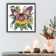 Load image into Gallery viewer, Butterfly Sunflower-Partial Special Diamond Painting-30x30cm
