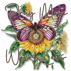 Butterfly Sunflower-Partial Special Diamond Painting-30x30cm