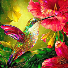 Load image into Gallery viewer, Hummingbird Holding Flower In Mouth-Full Round Diamond Painting-30x30cm
