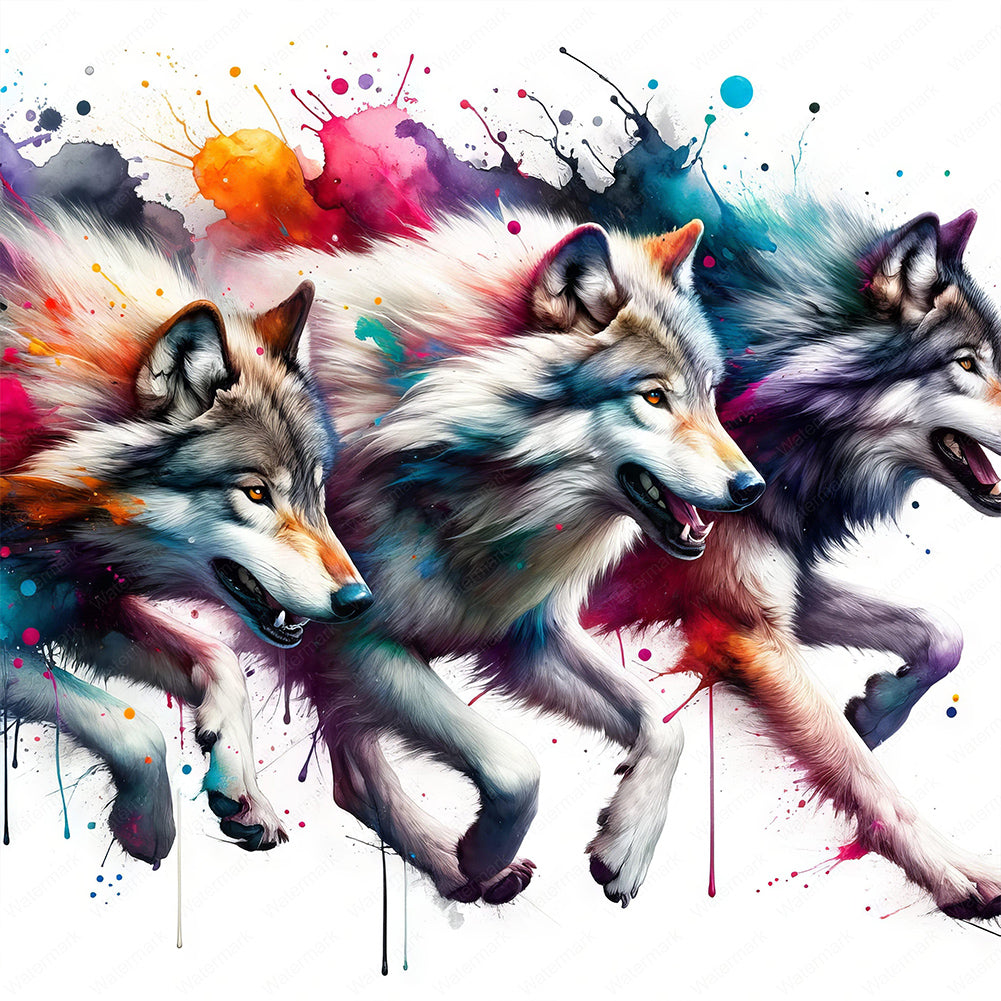 Wolf Pack-Full Round Diamond Painting-40x40cm