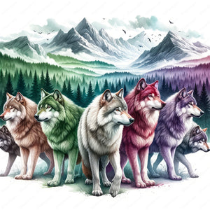 Wolf Pack-Full Round Diamond Painting-40x40cm