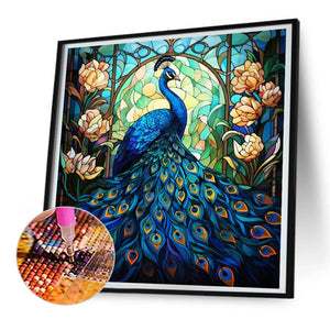 Peacock-Full Round Diamond Painting-30x30cm