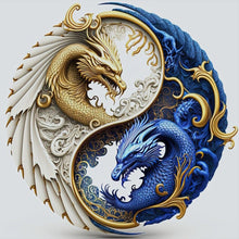 Load image into Gallery viewer, Tai Chi Yin Yang Dragon-Full Round Diamond Painting-30x30cm
