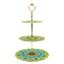 Load image into Gallery viewer, 3-Tiered Mandala Diamond Painting Tray Stand Round Serving Tray
