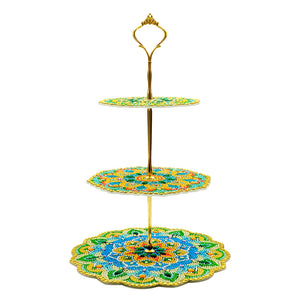 3-Tiered Mandala Diamond Painting Tray Stand Round Serving Tray