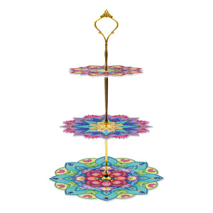 3-Tiered Mandala Diamond Painting Tray Stand Round Serving Tray