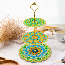 Load image into Gallery viewer, 3-Tiered Mandala Diamond Painting Tray Stand Round Serving Tray
