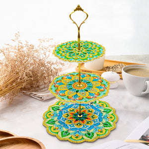 3-Tiered Mandala Diamond Painting Tray Stand Round Serving Tray