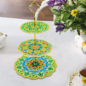 3-Tiered Mandala Diamond Painting Tray Stand Round Serving Tray