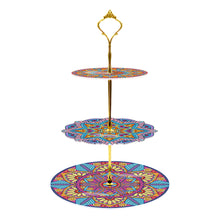 Load image into Gallery viewer, 3-Tiered Mandala Diamond Painting Tray Stand Round Serving Tray
