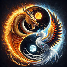 Load image into Gallery viewer, Fire Dragon Ice Phoenix Yin And Yang Diagram-Full Round Diamond Painting-30x30cm
