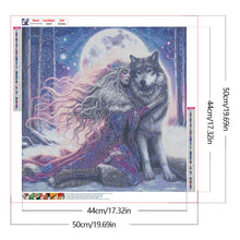 Load image into Gallery viewer, Wolf And Woman-Full Round Diamond Painting-50x50cm
