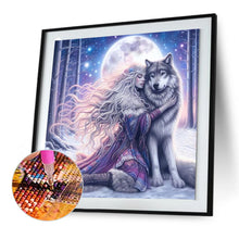 Load image into Gallery viewer, Wolf And Woman-Full Round Diamond Painting-50x50cm
