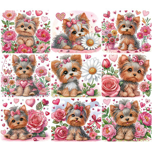 Flower Yorkshire Terrier-Partial Special Diamond Painting-35x30cm