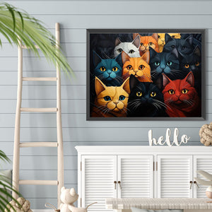 Cat-Full Round Diamond Painting-40x30cm