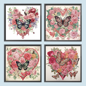 Love Butterfly Rose-Partial Special Diamond Painting-30x30cm