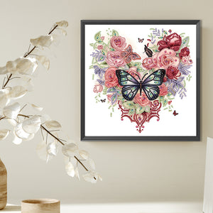 Love Butterfly Rose-Partial Special Diamond Painting-30x30cm