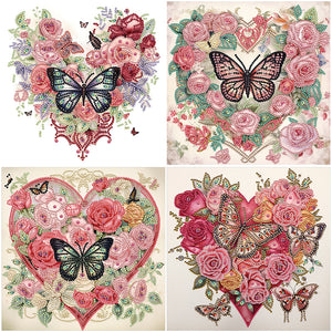 Love Butterfly Rose-Partial Special Diamond Painting-30x30cm