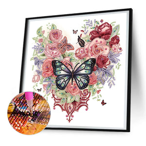 Love Butterfly Rose-Partial Special Diamond Painting-30x30cm