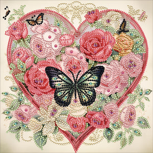 Love Butterfly Rose-Partial Special Diamond Painting-30x30cm