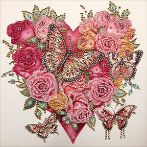 Love Butterfly Rose-Partial Special Diamond Painting-30x30cm