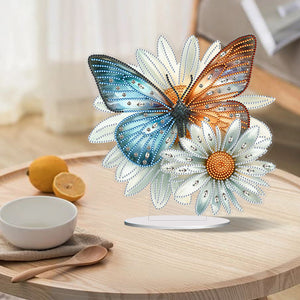 Flower Butterfly-Single Side Drill-Acrylic Diamond Desktop Ornament