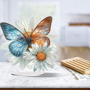 Flower Butterfly-Single Side Drill-Acrylic Diamond Desktop Ornament