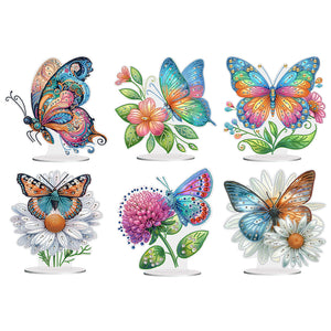 Flower Butterfly-Single Side Drill-Acrylic Diamond Desktop Ornament