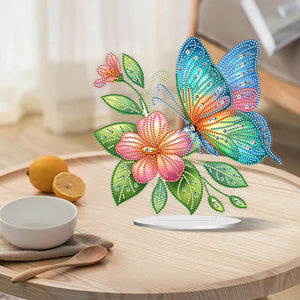 Flower Butterfly-Single Side Drill-Acrylic Diamond Desktop Ornament