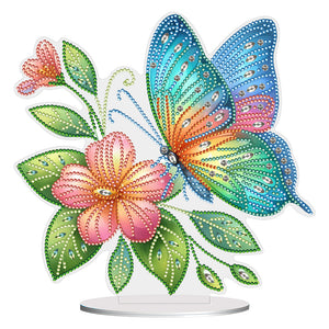 Flower Butterfly-Single Side Drill-Acrylic Diamond Desktop Ornament