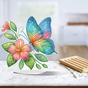 Flower Butterfly-Single Side Drill-Acrylic Diamond Desktop Ornament