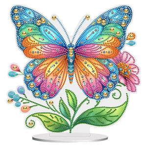 Flower Butterfly-Single Side Drill-Acrylic Diamond Desktop Ornament