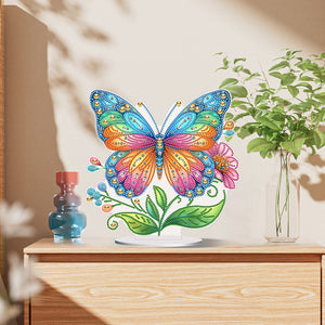 Flower Butterfly-Single Side Drill-Acrylic Diamond Desktop Ornament