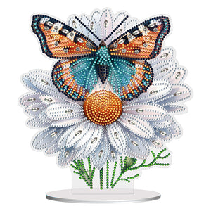 Flower Butterfly-Single Side Drill-Acrylic Diamond Desktop Ornament