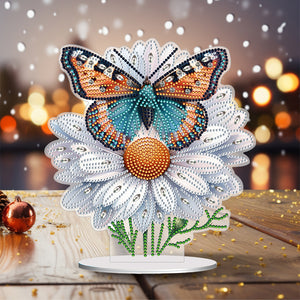 Flower Butterfly-Single Side Drill-Acrylic Diamond Desktop Ornament