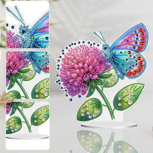 Flower Butterfly-Single Side Drill-Acrylic Diamond Desktop Ornament