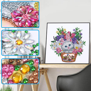 Bunny Cat-Special Shaped Crystal Diamond Painting-30*30cm