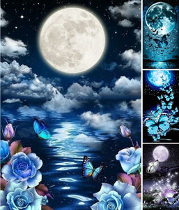 Moonlight Butterfly-Full Drill Diamond Painting-40x70cm