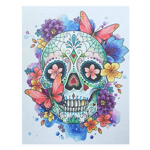 Flowers Skull - Full Drill Diamond Painting