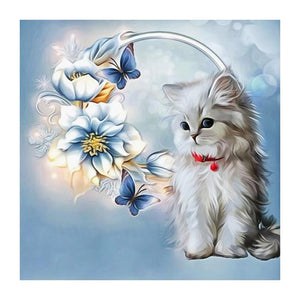 Cat Flower - Full Drill Diamond Painting