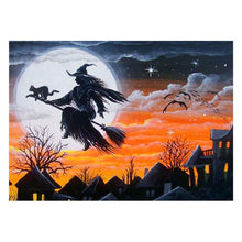 Load image into Gallery viewer, Halloween Cat Witch - Full Drill Diamond Painting
