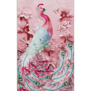 Pink Peacock - Full Drill Diamond Painting