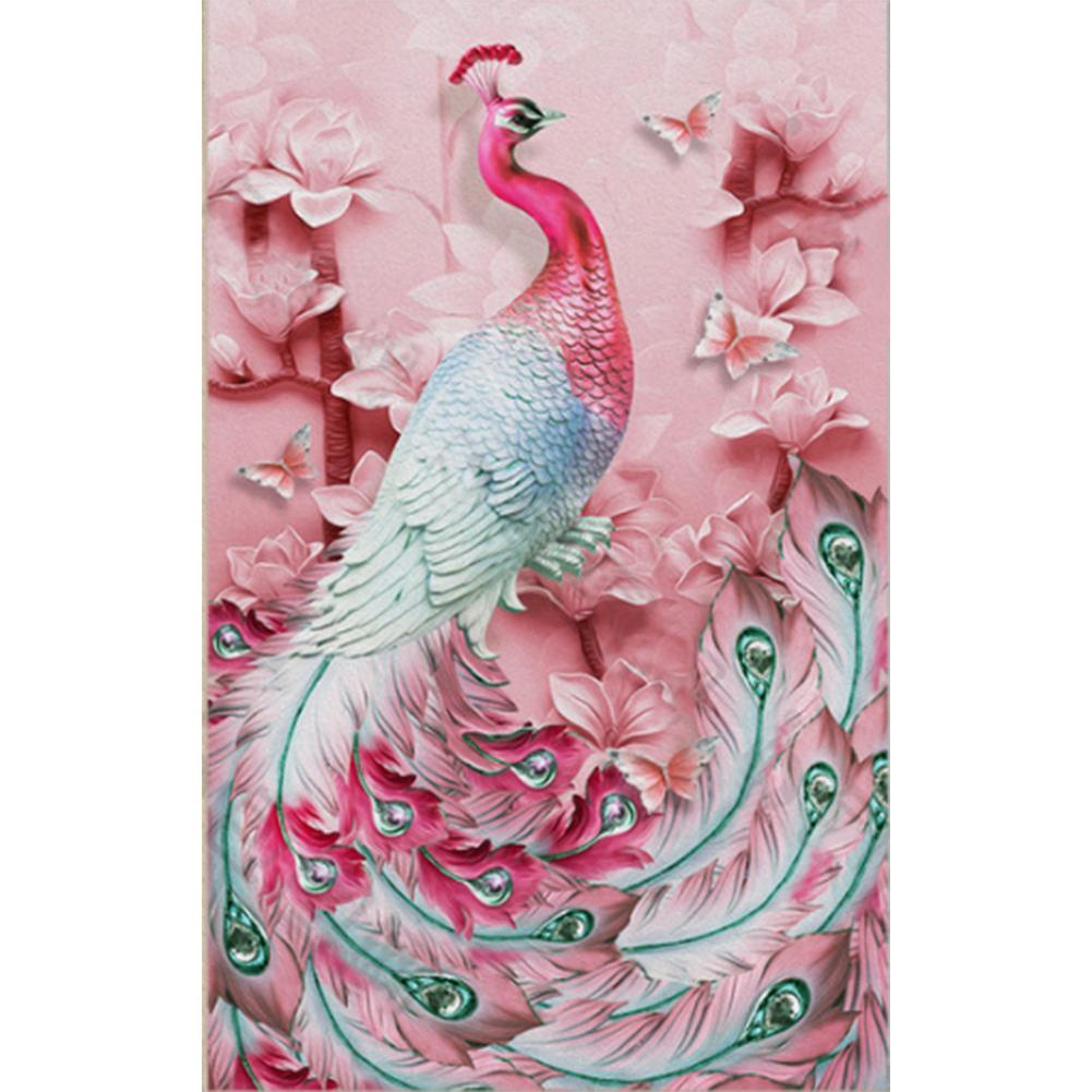 Pink Peacock - Full Drill Diamond Painting