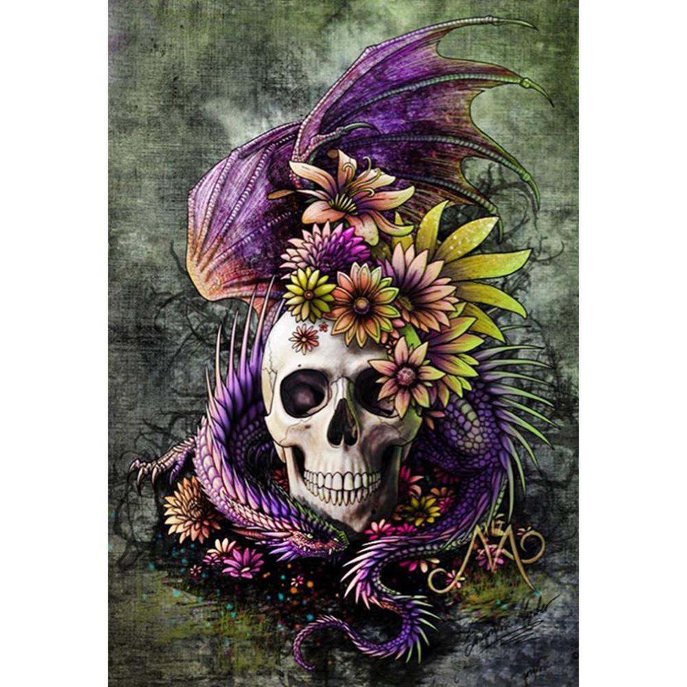 Skull Dragon Flower - Full Drill Diamond Painting