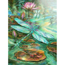 Load image into Gallery viewer, Dragonfly and lotus - Full Drill Diamond Painting
