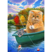 Load image into Gallery viewer, Fishing Cat - Full Drill Diamond Painting
